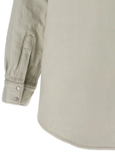 Maison Margiela Padded Overshirt Puffer Jackets White In Gray