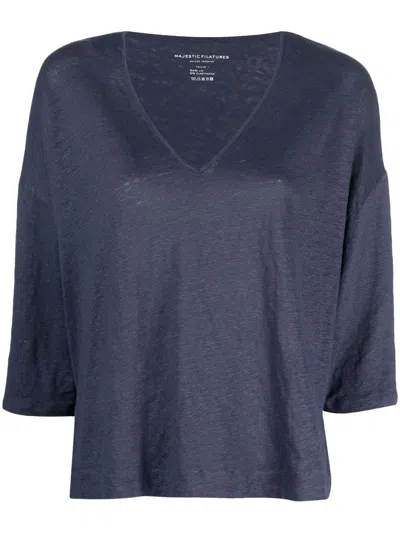 Majestic V-neck Three-quarter Sleeved Top