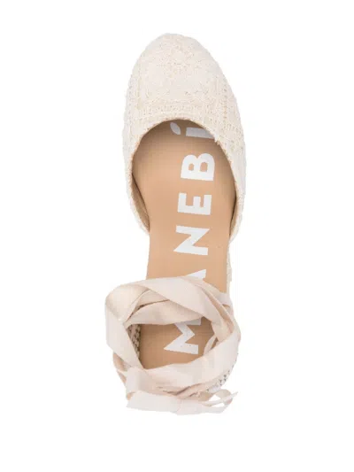 Manebi 110mm Ankle-strap Wedge Espadrilles In White