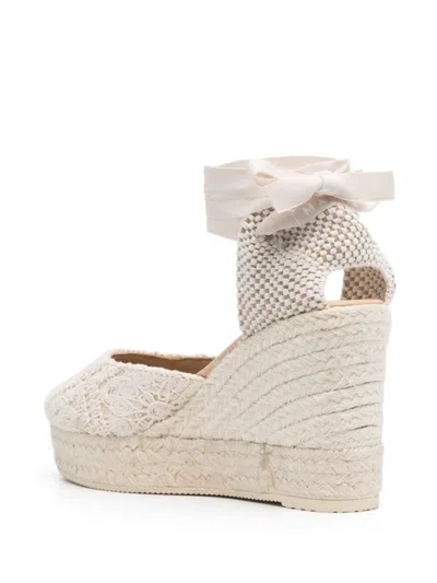 Manebi 110mm Ankle-strap Wedge Espadrilles In White