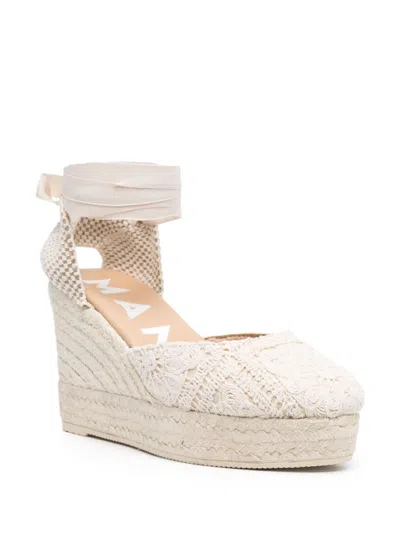 Manebi 110mm Ankle-strap Wedge Espadrilles In White