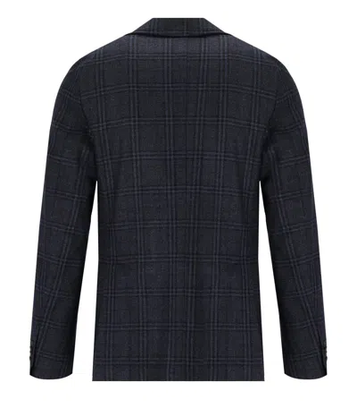 Shop Manuel Ritz Blue Tartan Single Breasted Jacket