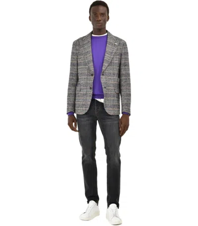 Manuel Ritz Grey Prince Of Wales Single Breasted Jacket In Gray