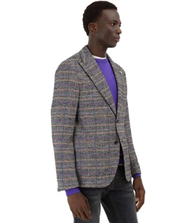 Manuel Ritz Grey Prince Of Wales Single Breasted Jacket In Gray