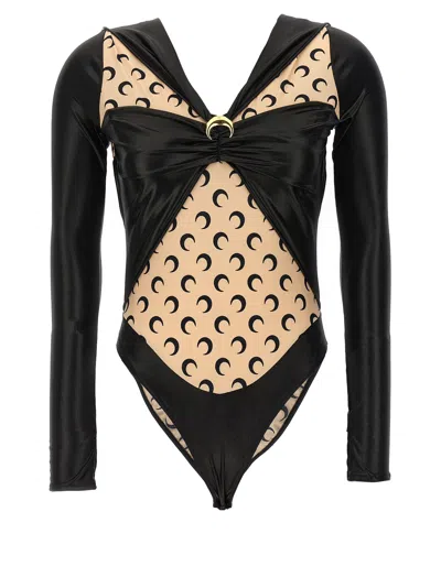 Marine Serre Draped Viscose Bodysuit With Crescent Moon Print Design For Women