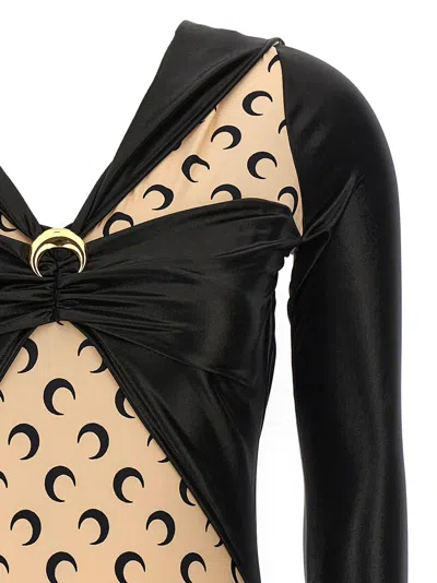 Marine Serre Draped Viscose Bodysuit With Crescent Moon Print Design For Women