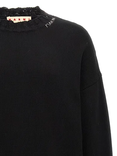 Marni Deconstructed Contrast-stitch Relaxed-fit Cotton Knitted Jumper