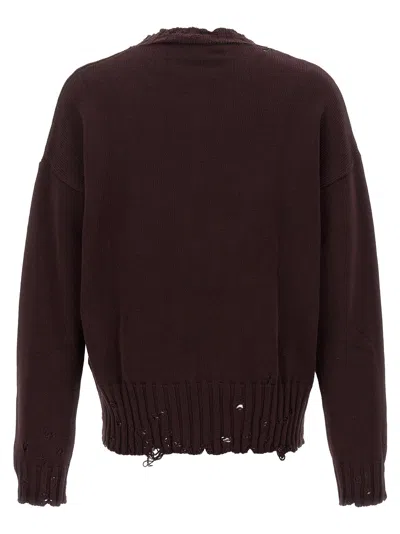 Marni Maroon Destroyed Effect Sweater In Red