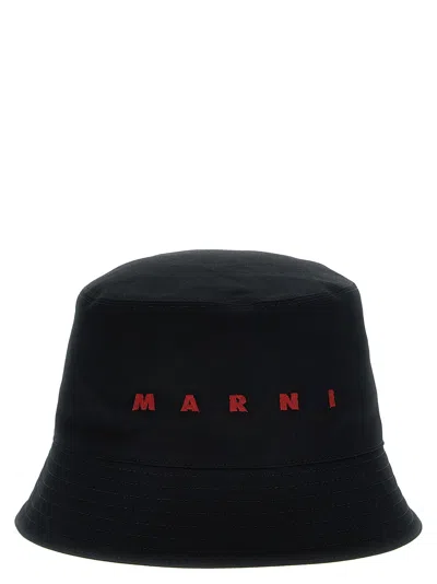 Marni Black Embroidered Logo Bucket Hat