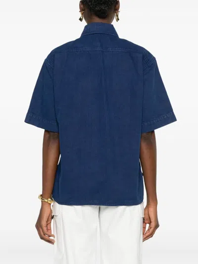 Max Mara Oversize Lapel Cotton Shirt With Curved Hem