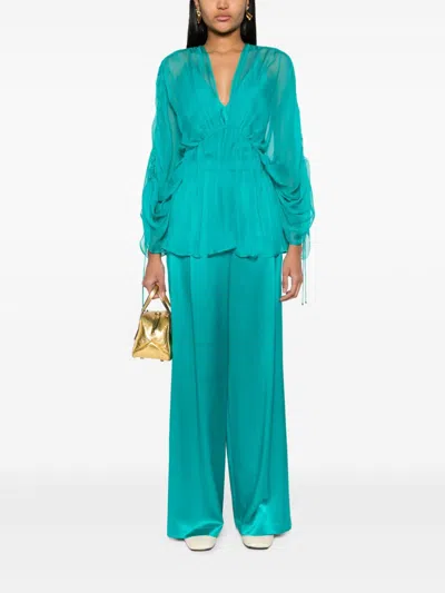 Max Mara Women Satin Wide-leg Silk Trousers
