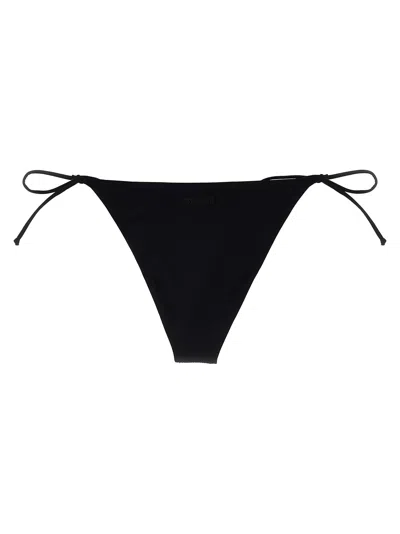 Mc2 Saint Barth Woman Swim Briefs With Black Rhinestones In Black