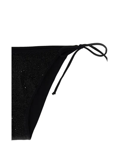 Mc2 Saint Barth Woman Swim Briefs With Black Rhinestones In Black