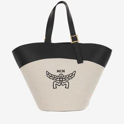 Mcm Cotton Canvas And Leather Himmel Shoulder Bag