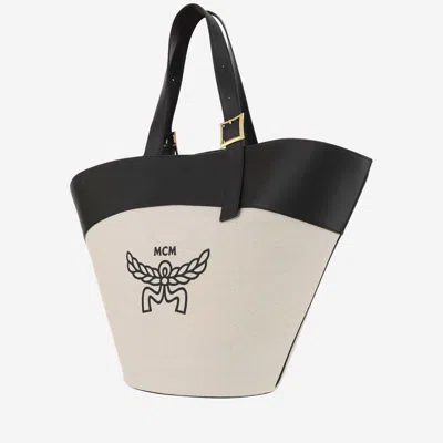 Mcm Cotton Canvas And Leather Himmel Shoulder Bag