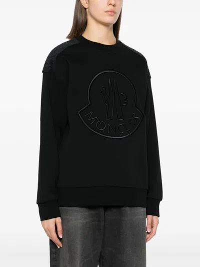 Shop Moncler Logo Cotton Crewneck Sweatshirt