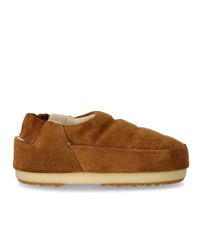 Moon Boot Suede Stitched Round Sole Slippers