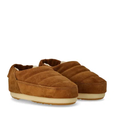 Moon Boot Suede Stitched Round Sole Slippers