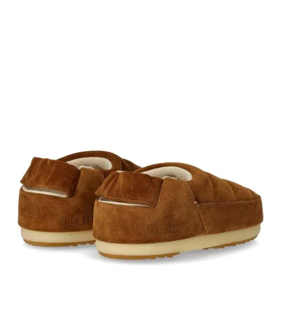 Moon Boot Suede Stitched Round Sole Slippers