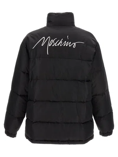 Shop Moschino Logo Embroidery Down Jacket