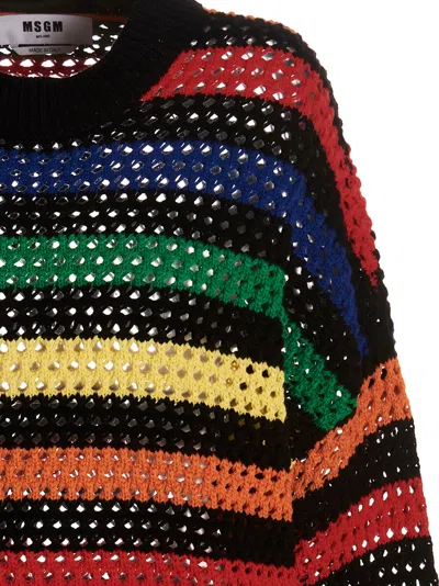 Msgm Multicolor Striped Sweater Sweaters And Cardigans Multicolor