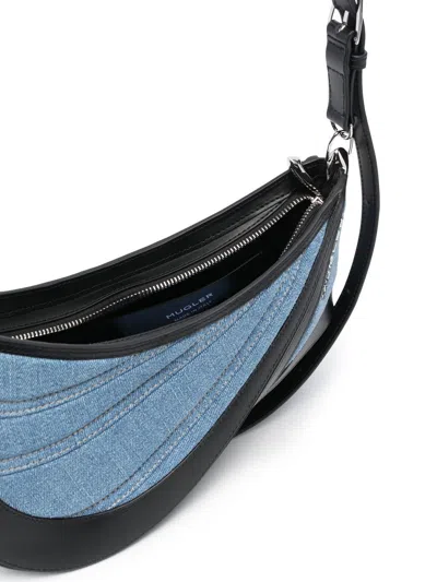 Shop Mugler Pre Spiral Curve 01 Denim Shoulder Bag