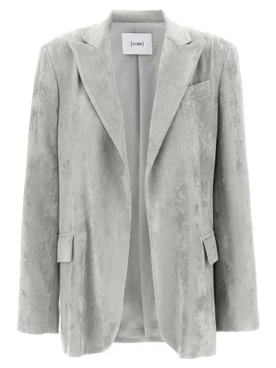 Nude Grey Velvet Blazer