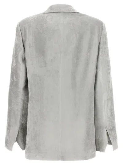Nude Grey Velvet Blazer