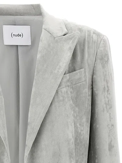 Nude Grey Velvet Blazer