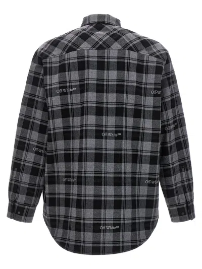 Off-white Dark Grey Cotton Check Flann Padded Overshirt