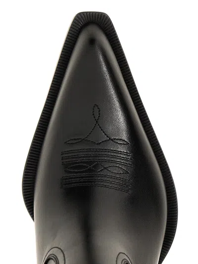 Off-white For Walking Leather Western Boots With Embroideries