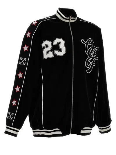 Off-white Nylon Varsity Jacket With Frontal Logo Patch