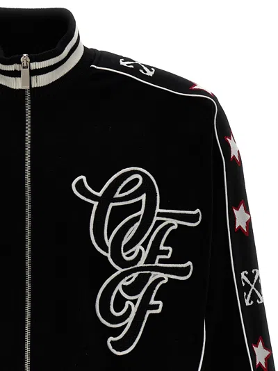 Off-white Nylon Varsity Jacket With Frontal Logo Patch