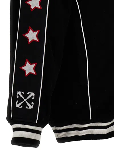 Off-white Nylon Varsity Jacket With Frontal Logo Patch