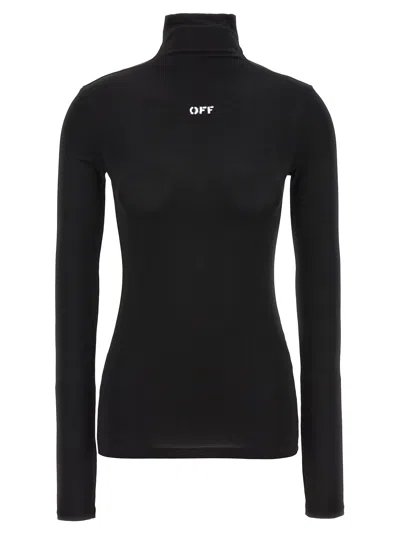 Off-white Printed Stretch-jersey Turtleneck Top
