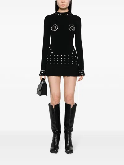 Off White Fashion Pleated Viscose Mini Dress