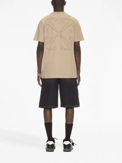 Off-white Off White Logo Cotton T Shirt In Brown
