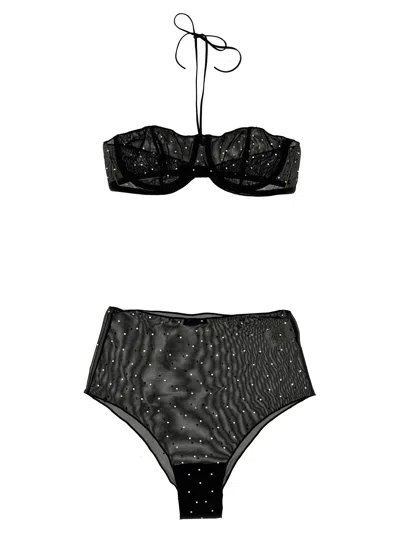 Oseree Gem Necklace Underwear And Body Black