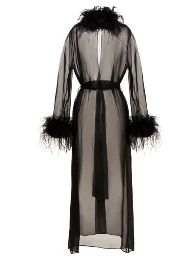 Oseree Plumage Feather-trimmed Chiffon Robe