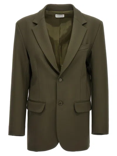 P.a.r.o.s.h Green Single-breasted Stretch Wool Blazer