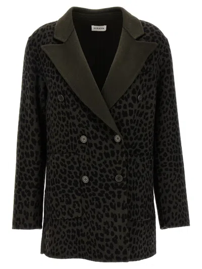 P.a.r.o.s.h Dark Green Animal Print Blazer