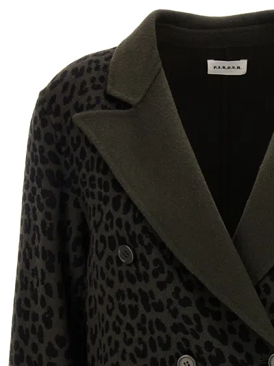 P.a.r.o.s.h Dark Green Animal Print Blazer