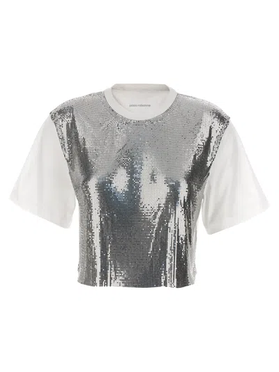 Rabanne Cropped Cotton-jersey And Chainmail T-shirt