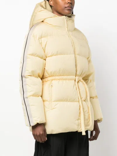 Palm Angels Beige Light Yellow Belted Down Jacket