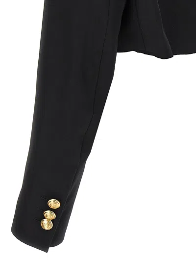 Palm Angels Double-breasted Cropped Blazer With Gold Button Accents In Black