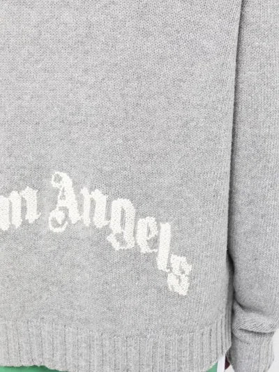 Shop Palm Angels Logo Wool Blend Sweater