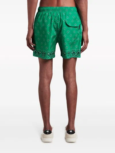 Shop Palm Angels Paisley Print Swim Shorts