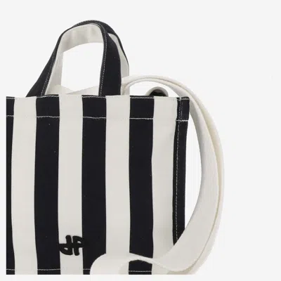 Shop Patou Small Cotton Canvas Tote Bag With Striped Pattern