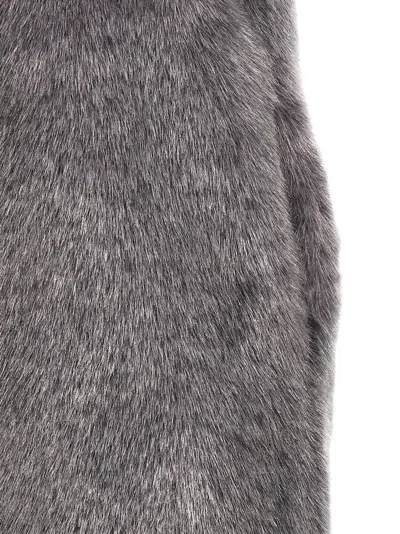Philosophy Extra Long Faux Fur Vest Gilet Gray