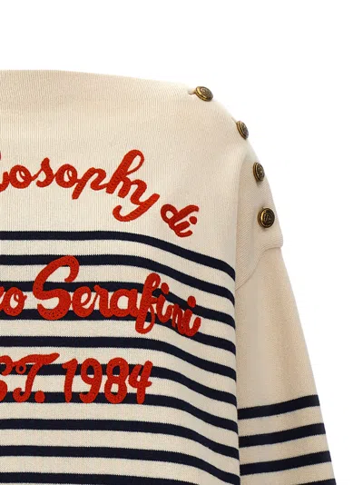 Shop Philosophy Logo Embroidery Striped Sweater